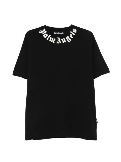 T-shirt Palm Angels da uomo nera con logo bianco ad arco sul petto PALM ANGELS | PAMAA001JR0011003